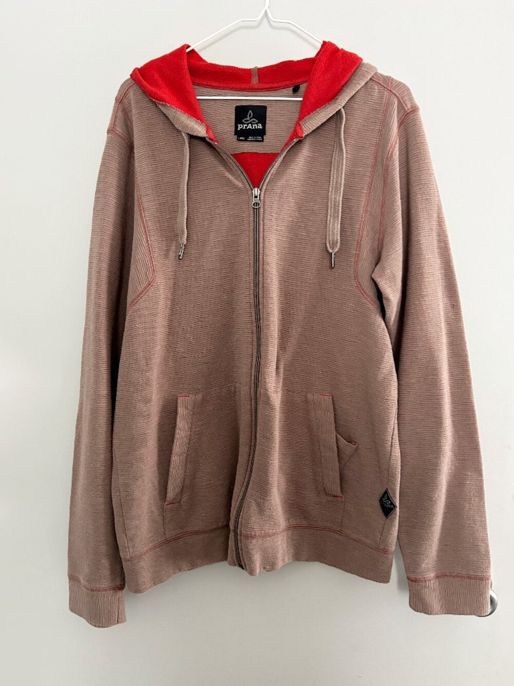 Prana Zip Up Hoodie Size Large Unisex Ribbed Full Zip Jacket Gorpcore